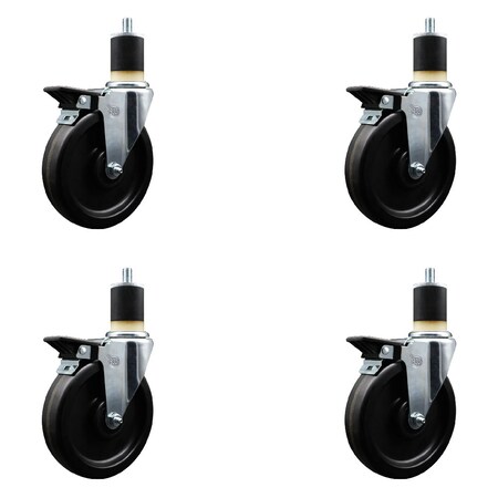 Service Caster 6'' Phenolic Swivel 1-7/8'' Expanding Stem Caster Set with Brake, 4PK SCC-EX20S615-PHS-PLB-178-4